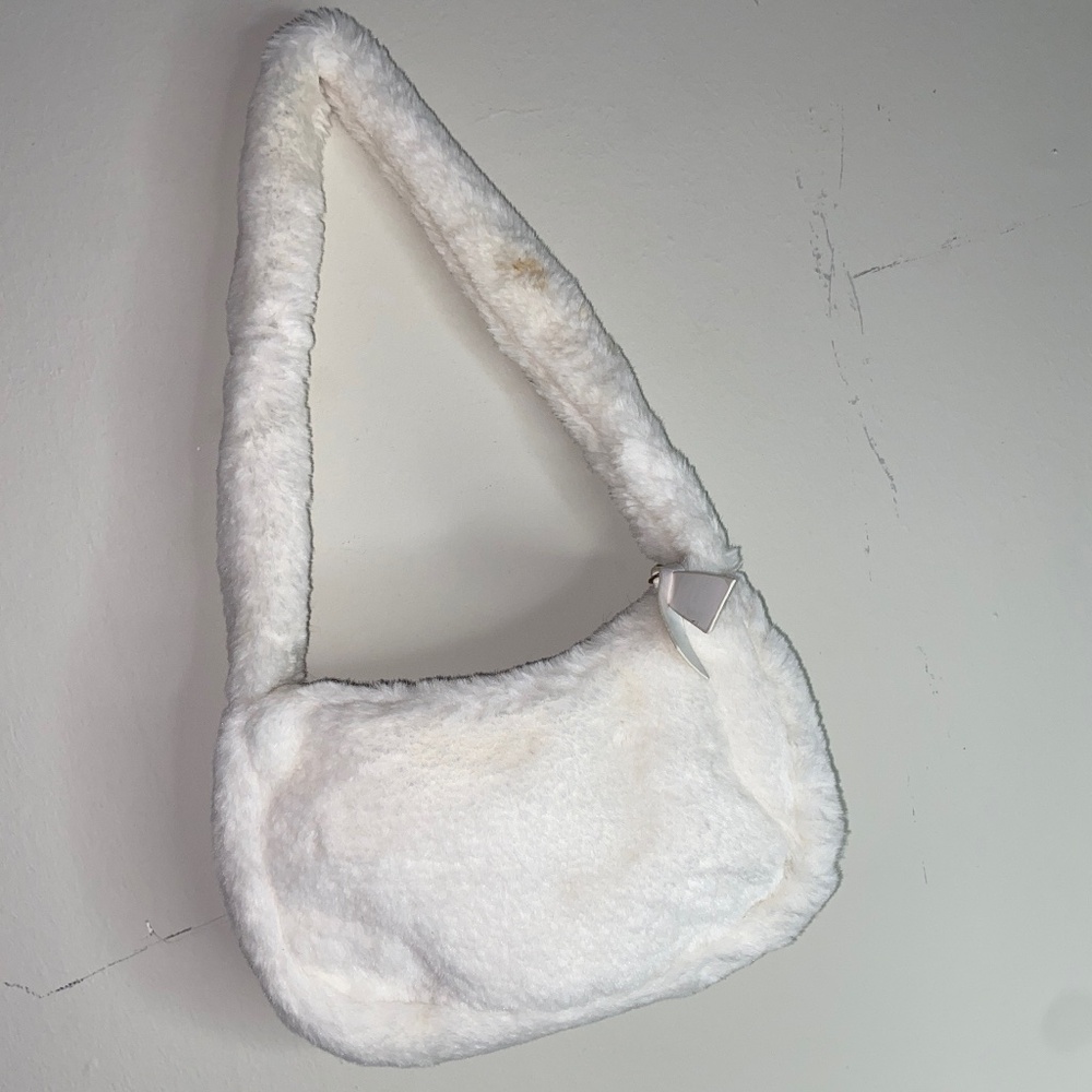 Fuzzy White Shoulder Bag